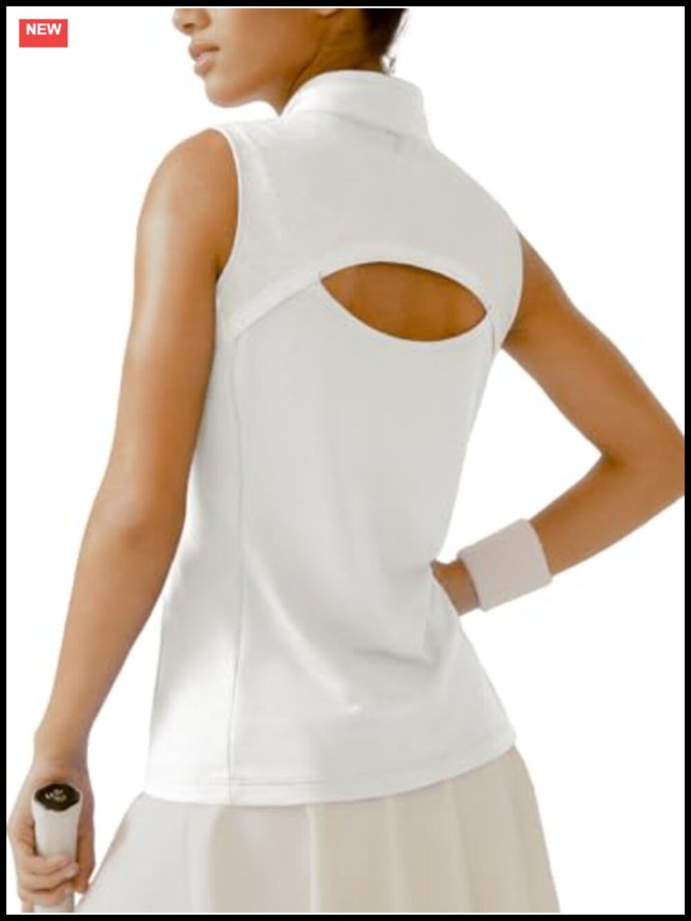 Sleeveless Tennis Golf Polo with Mesh Back UPF 50+